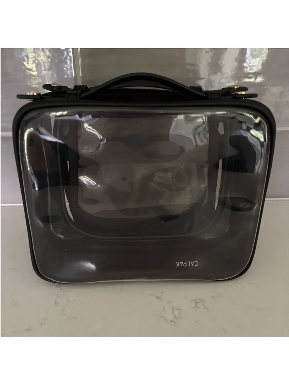 Calpak Medium Black Clear Travel Makeup Case